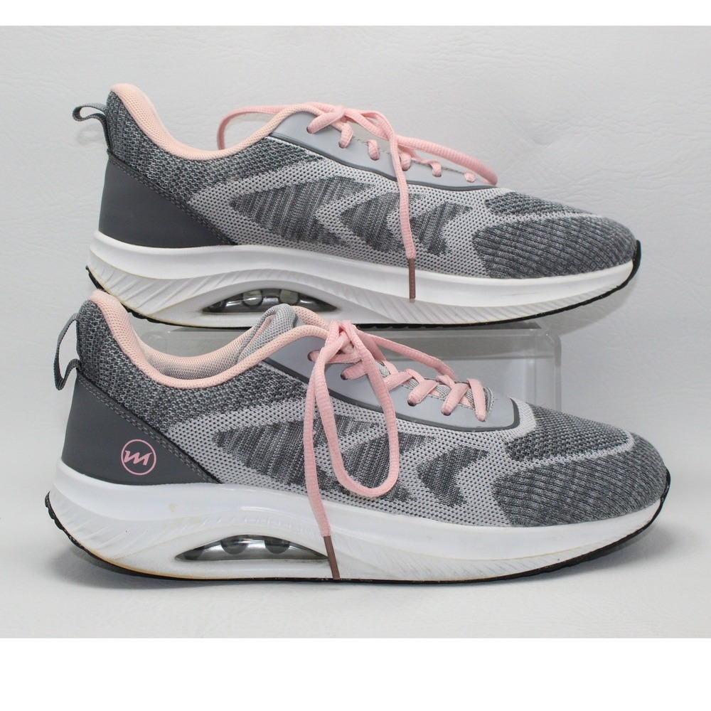 Women Grey Pink Knit Air Cushion Athletic Running Shoes Sneakers Size 10
